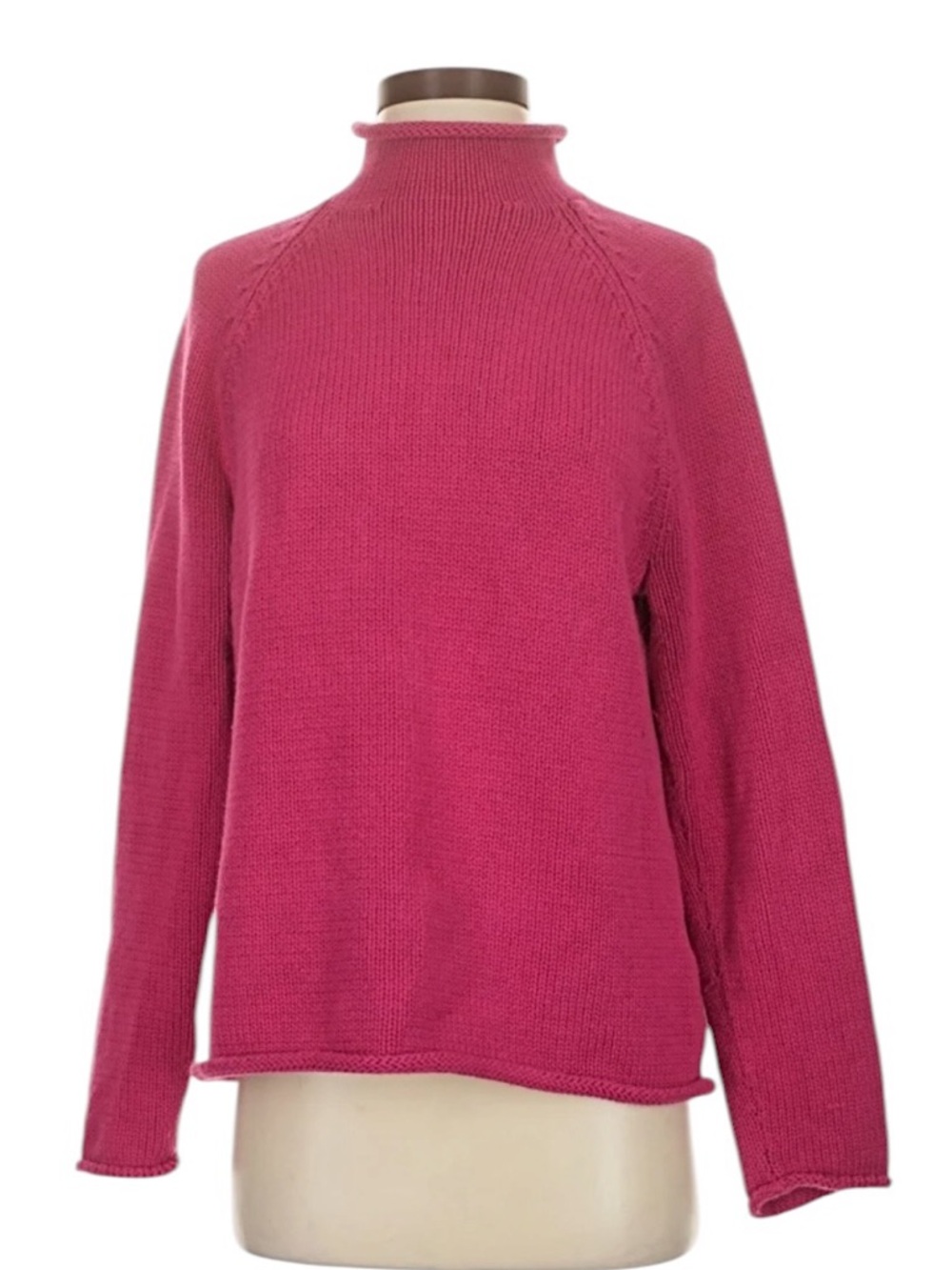 J. Crew 1988 Rollneck Sweater XS Hot Pink Cotton Relaxed Fit Preppy Layering